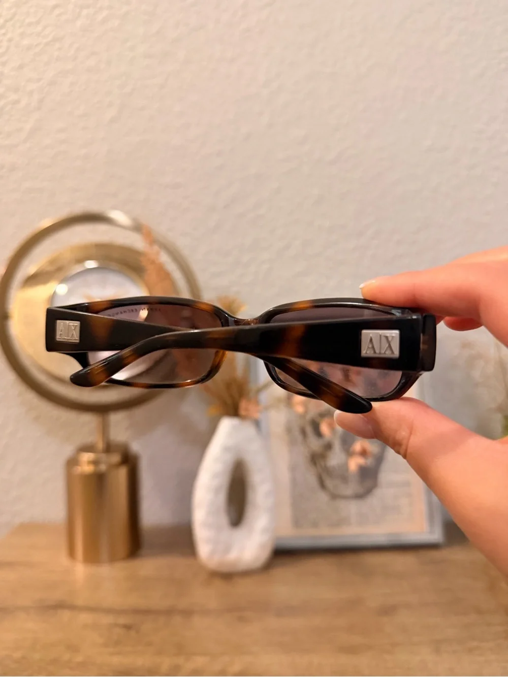 Armani Exchange Women's Brown Tortoiseshell Rectangle Eyeglasses